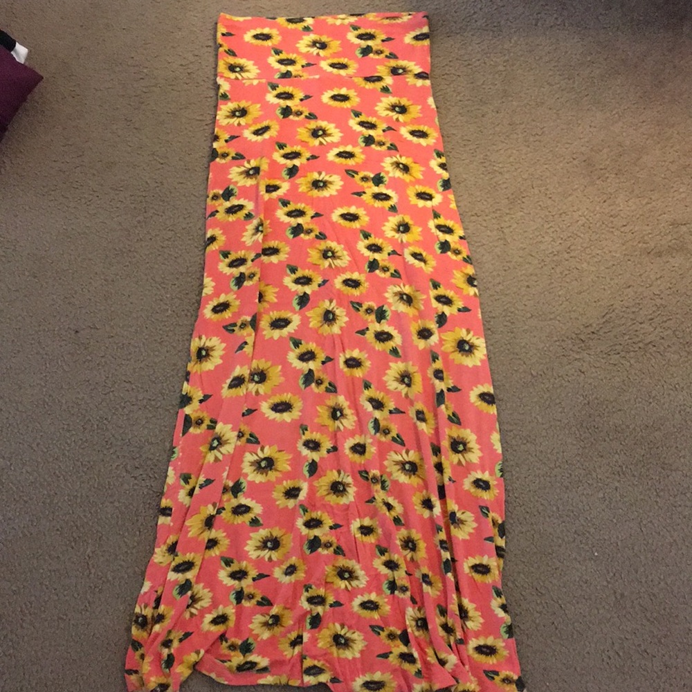 Orange Sunflower Maxi Skirt